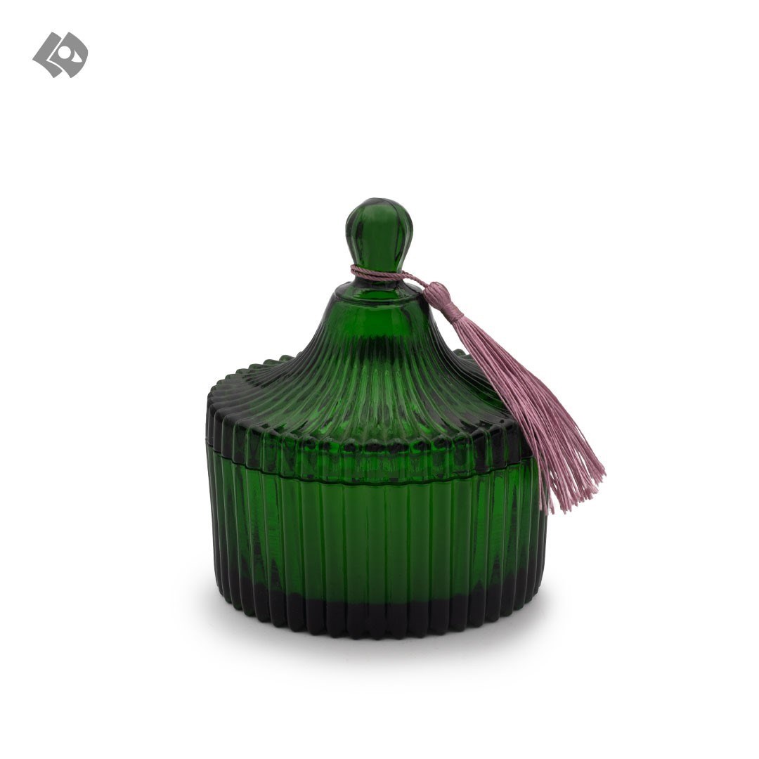تصویر  شمع ظرف درب‌دار گرد کوچک سبز (G 91)