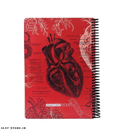 تصویر  دفتر دات نوت 100 برگ دانمشند آناتومی قلب قرمز