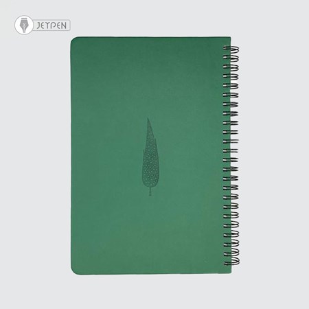 تصویر  دفتر یادداشت چرمی سیمی سبز (طرح کاج)