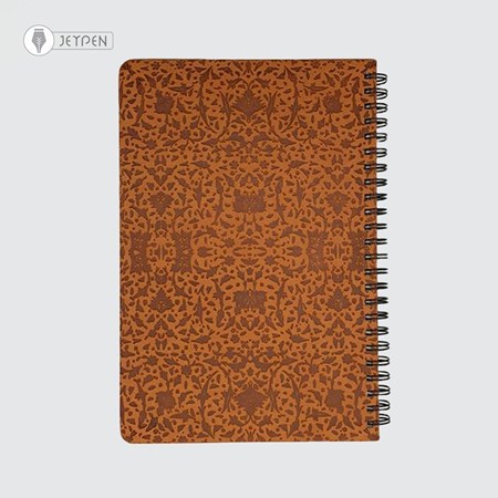 تصویر  دفتر یادداشت چرمی سیمی طرح 3 قهوه ای روشن (نقش و نگار برجسته)
