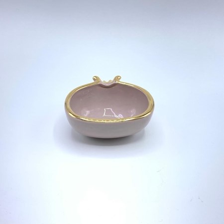 تصویر  کاسه سرامیکی اناری کوچک طلادار نسکافه‌ای قطر 10