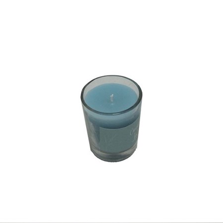 تصویر  شمع شیشه‌ای لیوانی رنگ آبی نیلی متالیک