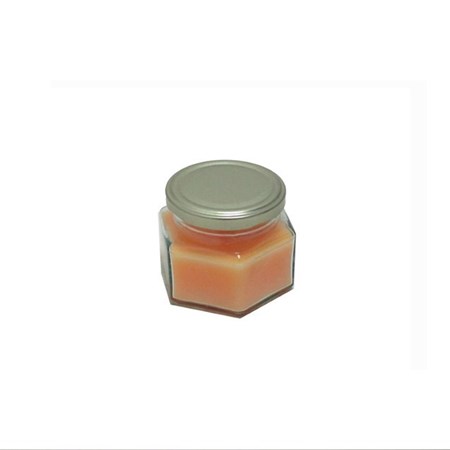 تصویر  شمع شیشه‌ای 6 ضلعی رنگ نارنجی گرم پر رنگ