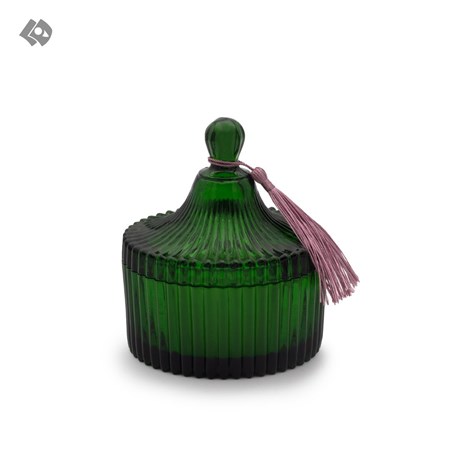 تصویر  شمع ظرف درب‌دار گرد کوچک سبز (G 91)
