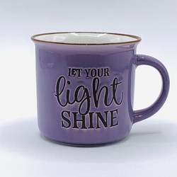 تصویر  ماگ سراميكي پتينه رنگ بنفش مدل Let Your Light Shine