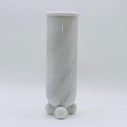 تصویر  گلدان سنگي رنگ سفيد ماربل