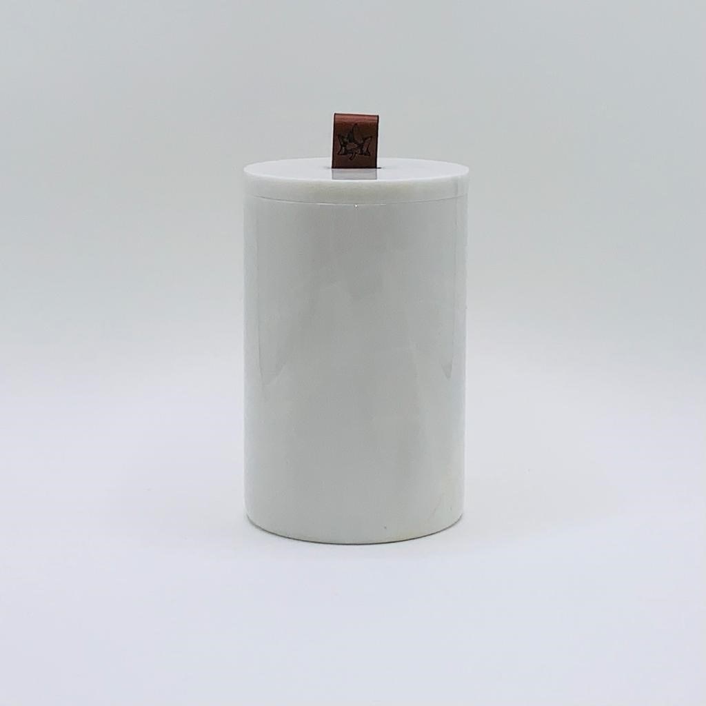 تصویر  بانکه سنگی متوسط رنگ سفید ماربل با چرم