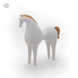 تصویر  تنديس اسب كوچك سفيد يال طلا