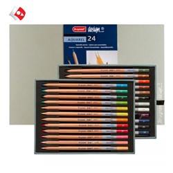 تصویر  ست مدادآبرنگي ديزاين 24 رنگ جعبه چوبي برونزيل
