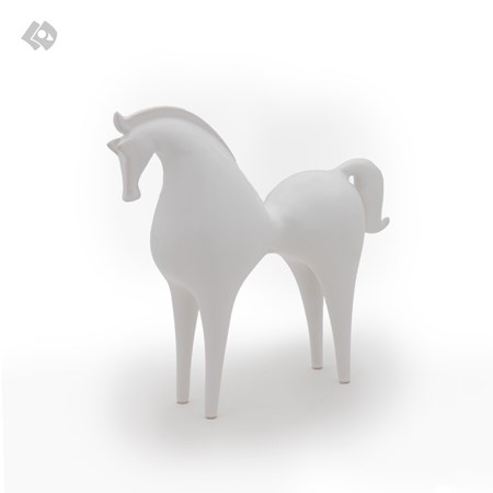 تصویر  تندیس اسب نجیب کوچک سفید ساده