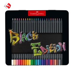 تصویر  مداد رنگي 24 رنگ بدنه مشكي جعبه فلزي 116425 Black Edition