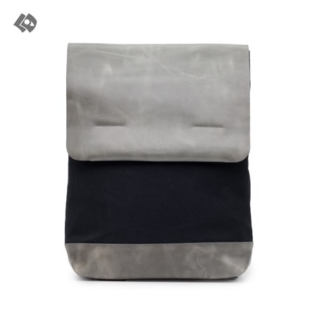 تصویر  کیف کوله پشتی برزنت و چرم رنگ طوسی سرمه ای(پاسار)