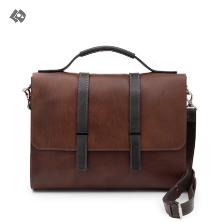 تصویر  کیف دستی چرم رنگ قهوه ای مدل سینان