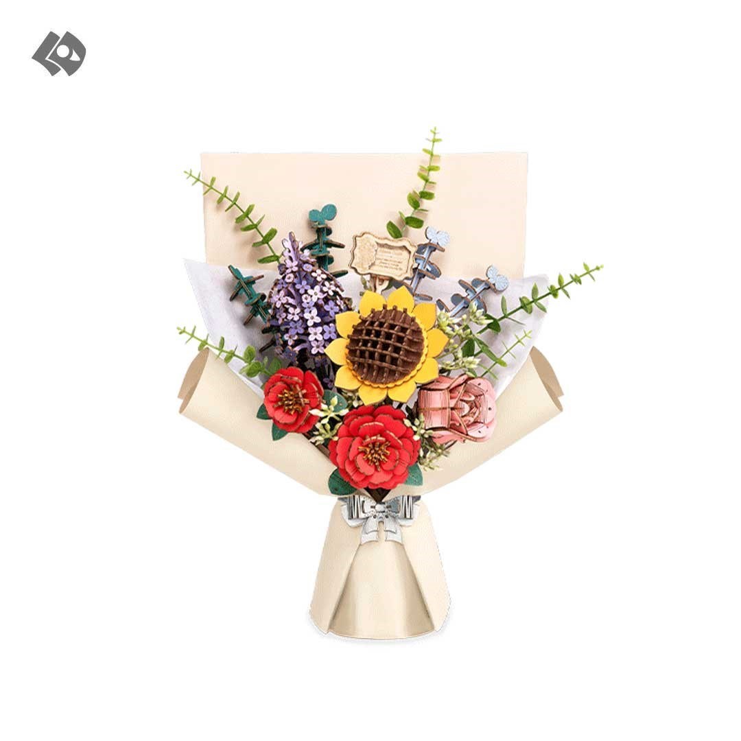 تصویر  Wooden Flower Bouquet TW01H پازل مینیاتوری روبوتایم مدل باکس گل