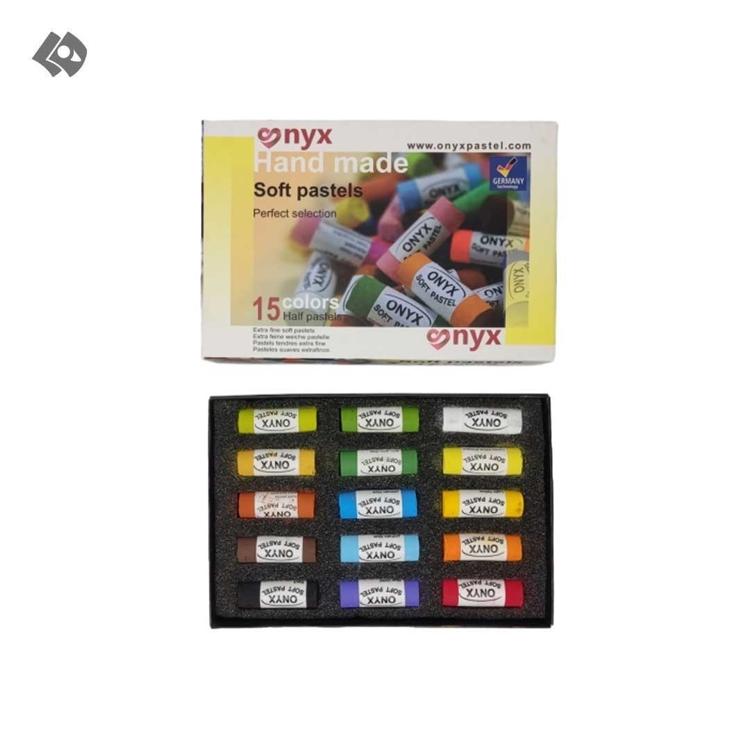 تصویر  پاستل گچی نرم 15 رنگ نیمه onyx