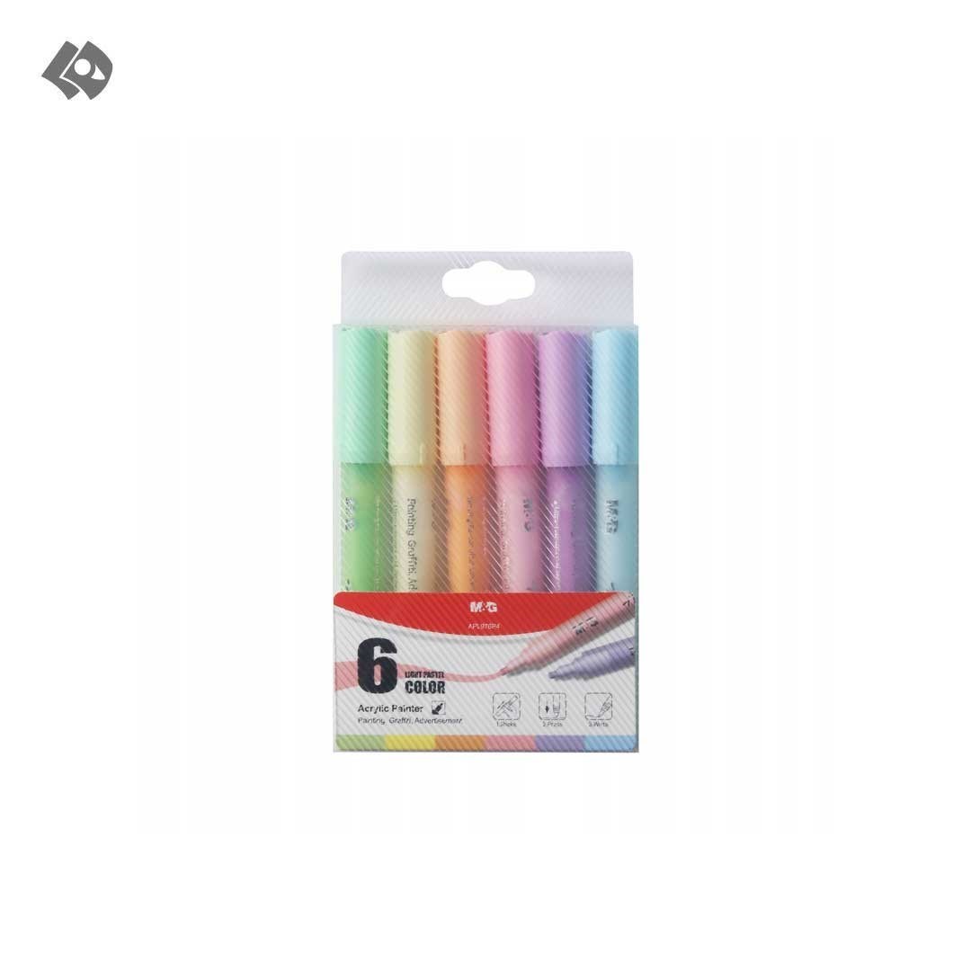 تصویر  ماژیک اکرلیک 6 رنگ پاستلی کد APL976P4