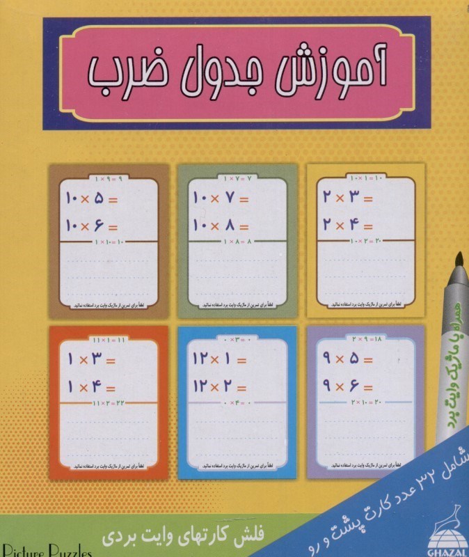 تصویر  فلش کارت وایت بردی (آموزش جدول ضرب)