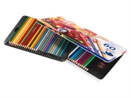 تصویر  مداد رنگی 60 رنگ جعبه فلزی برونزیل