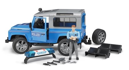 تصویر  Bruder Land Rover with Light Skin Policeman Vehicle 02597